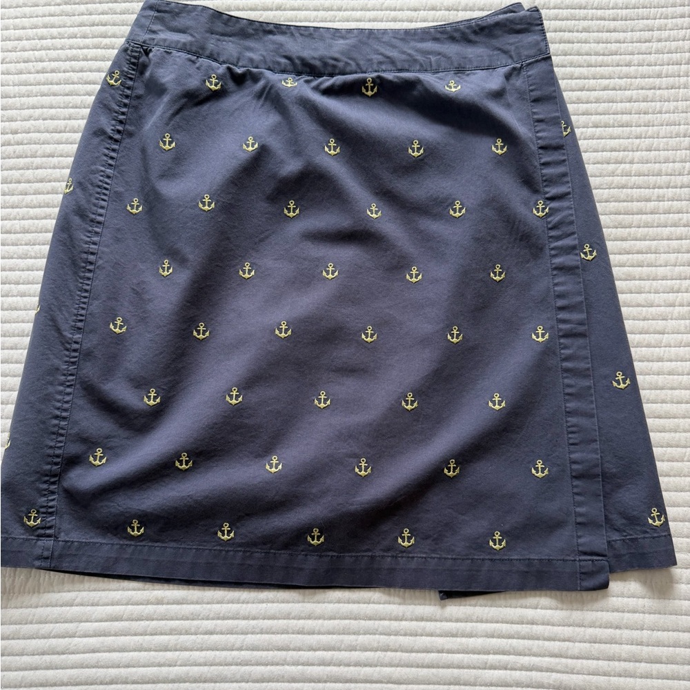 Kate Hill Navy Skort with Gold Anchor Embroidery
